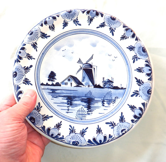 DELFTS BLUE Holland Mid-Century Handpainted Plate RARE 6-PIECE COLLECTOR SET, 1970's
