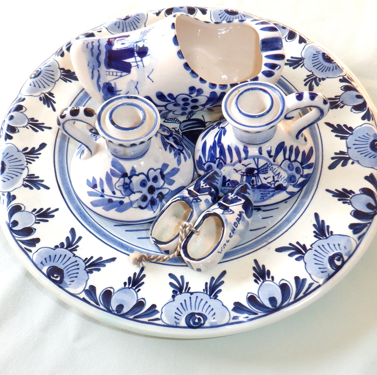 DELFTS BLUE Holland Mid-Century Handpainted Plate RARE 6-PIECE COLLECTOR SET, 1970's