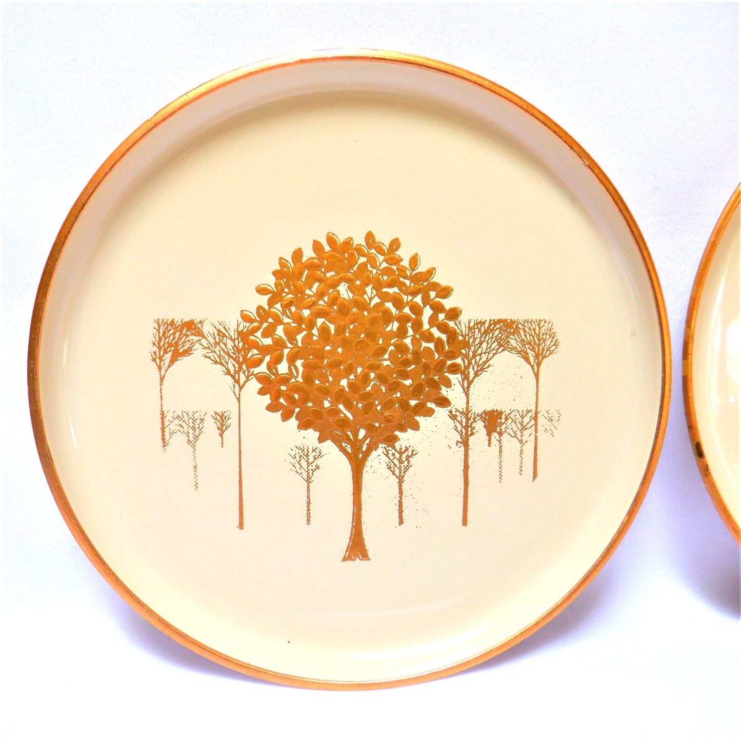 JAPANESE COASTER SET, Mid-Century Vintage Otagiri Golden Mist Cream Lacquerware 1960's