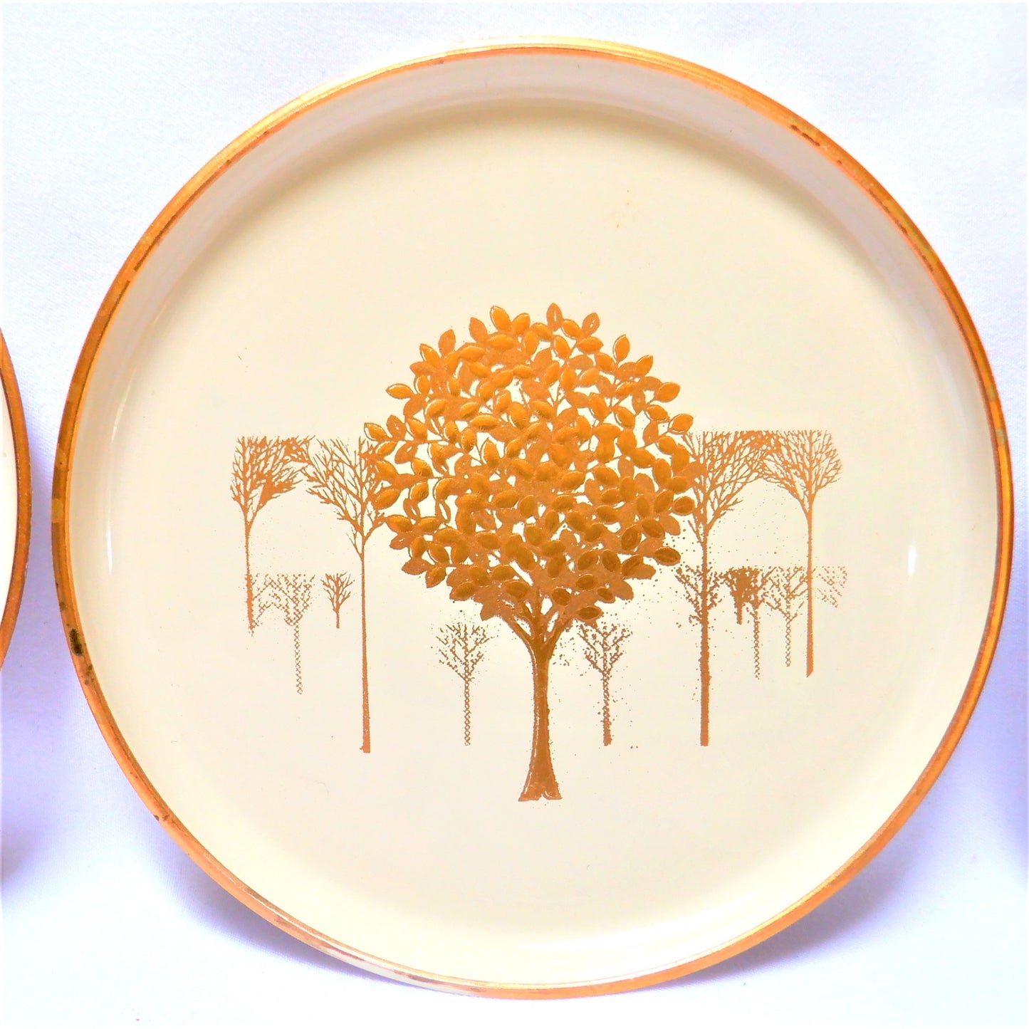 JAPANESE COASTER SET, Mid-Century Vintage Otagiri Golden Mist Cream Lacquerware 1960's