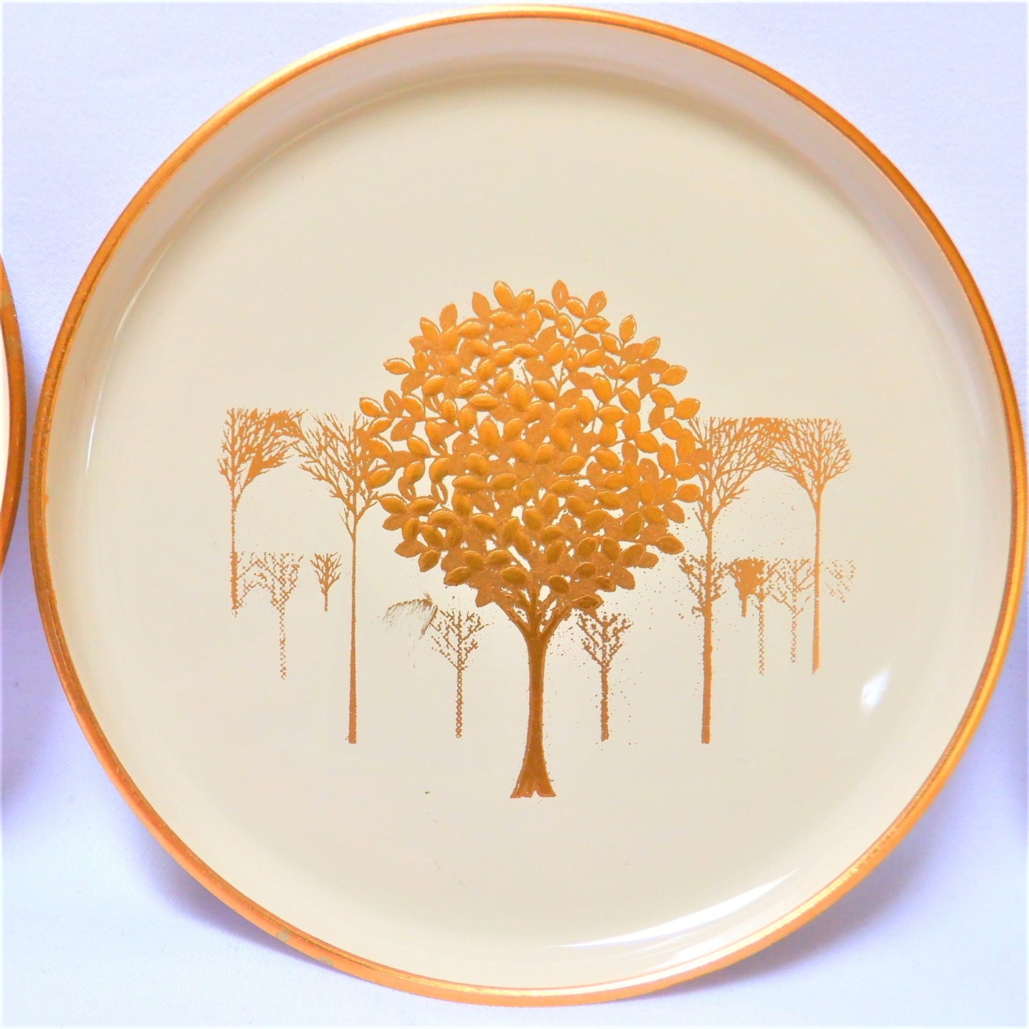 JAPANESE COASTER SET, Mid-Century Vintage Otagiri Golden Mist Cream Lacquerware 1960's