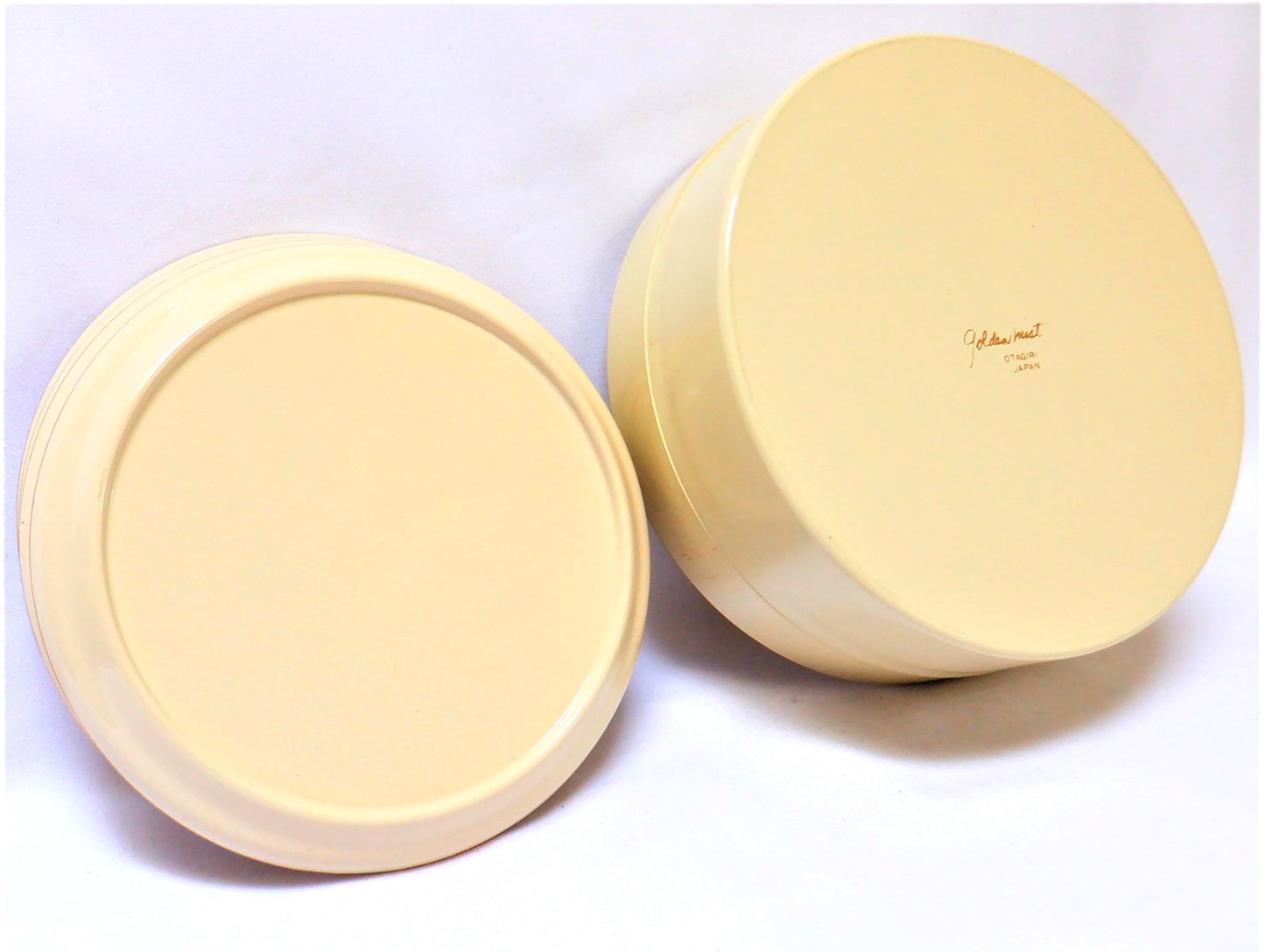 JAPANESE COASTER SET, Mid-Century Vintage Otagiri Golden Mist Cream Lacquerware 1960's