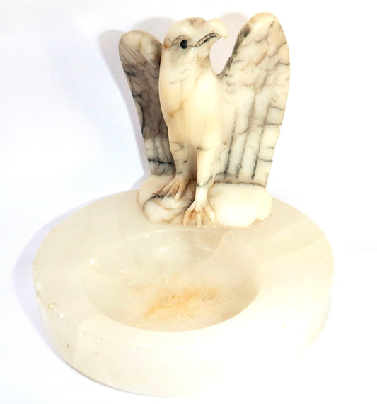 Beautiful Vintage RARE AMERICAN EAGLE Onyx Quartz Mans Ring Trinket Coin Tray