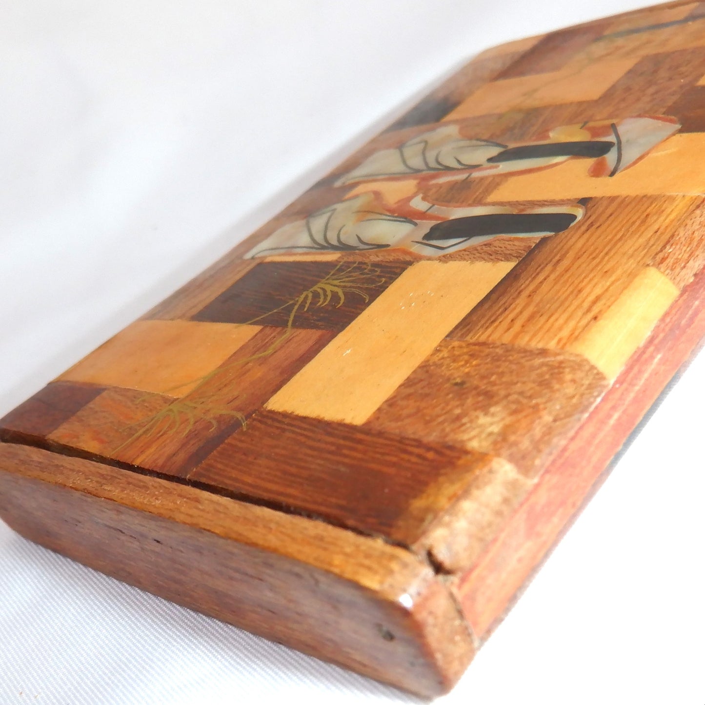 BUSINESS CARD CASE, Vintage Hand-Made of Exotic Woods and MOTHER-OF-PEARL