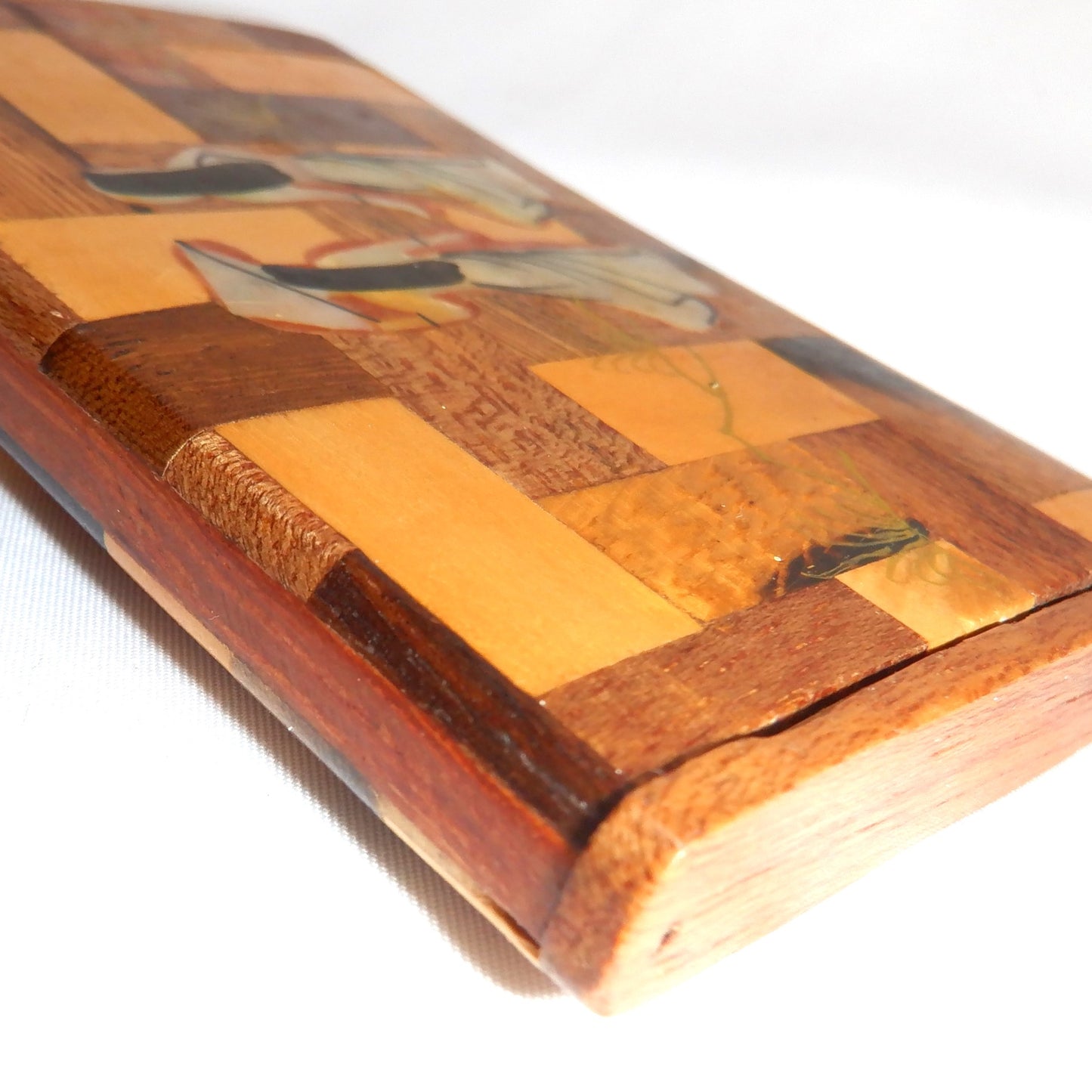 BUSINESS CARD CASE, Vintage Hand-Made of Exotic Woods and MOTHER-OF-PEARL