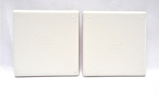 Coasters, Vintage Set of 2, White ORNAMIN Plastic with Red Maple Leaf, Made in Canada 1970's