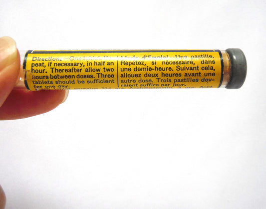 Antique Miniature Medical Glass Pill Vial, by Dr. Chase's PARADOL, Made in CANADA! 1930's