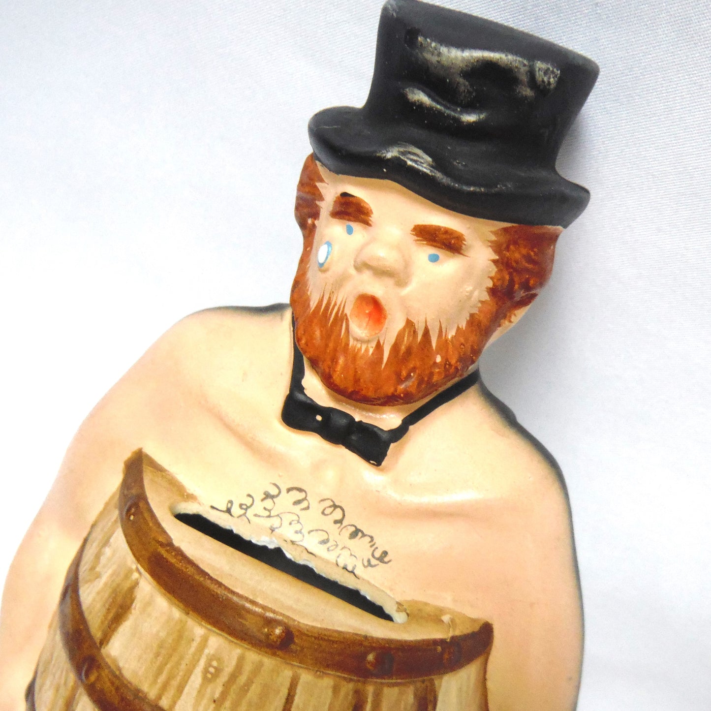 BEFORE TAXES, AFTER TAXES, A Vintage Dual-Sided Statue Coin Bank by MENSCHIK-GOLDMAN, Made in Japan