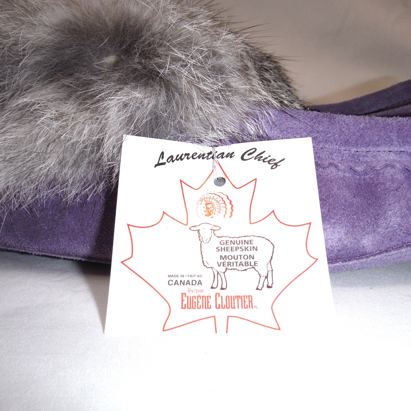 Vintage Laurentian Chief Moccasins, BRAND NEW Purple Size 11-L, by Eugene Cloutier of Quebec, Canada