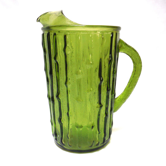 Vintage Glass Pitcher Jug in Avacado Green by Anchor Hocking of Lancaster, Ohio
