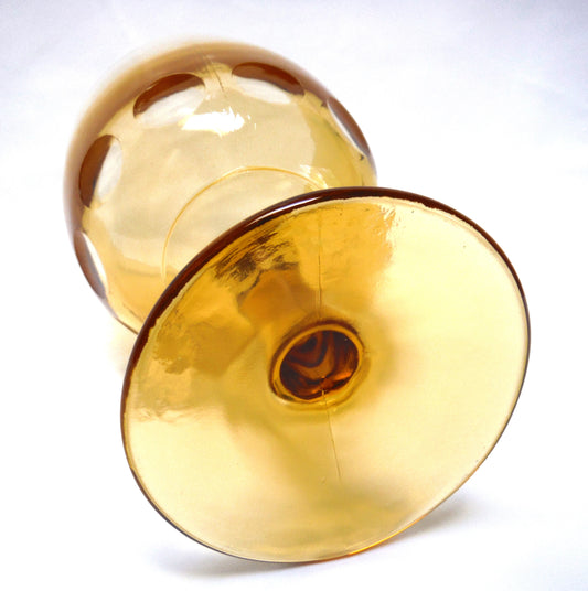 Vintage Amber Gold Goblet Thumbprint-Pattern Glass, by Bartlette Collins