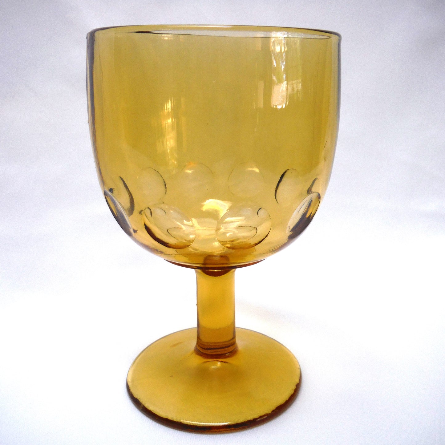 Vintage Amber Gold Goblet Thumbprint-Pattern Glass, by Bartlette Collins