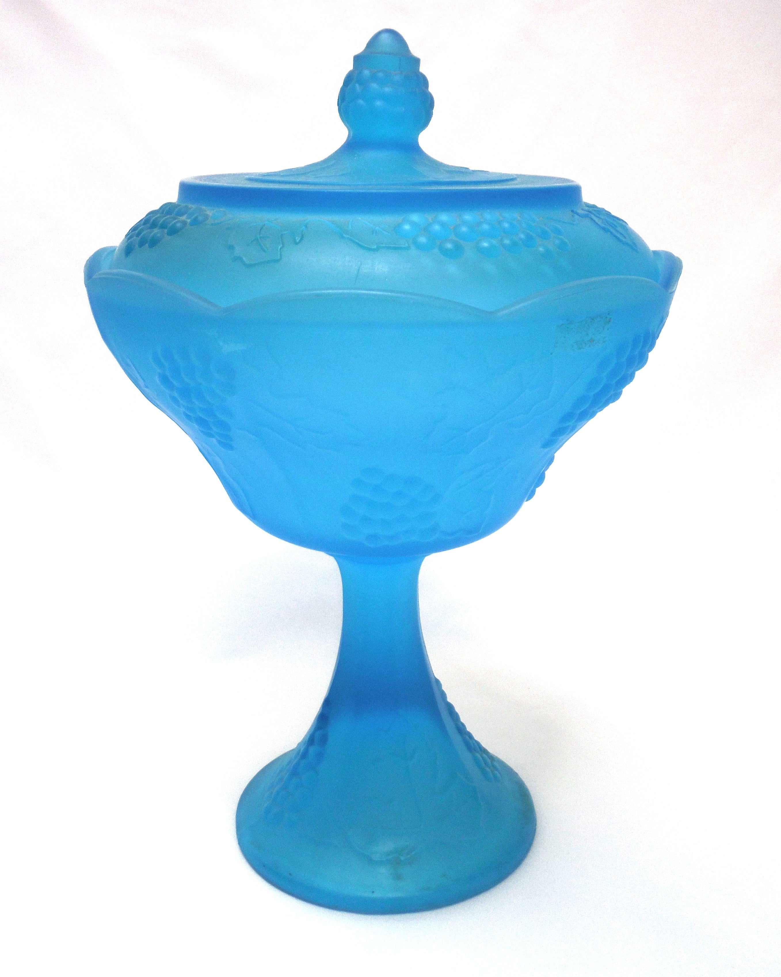 Ocean store blue Indiana glass candy dish with lid