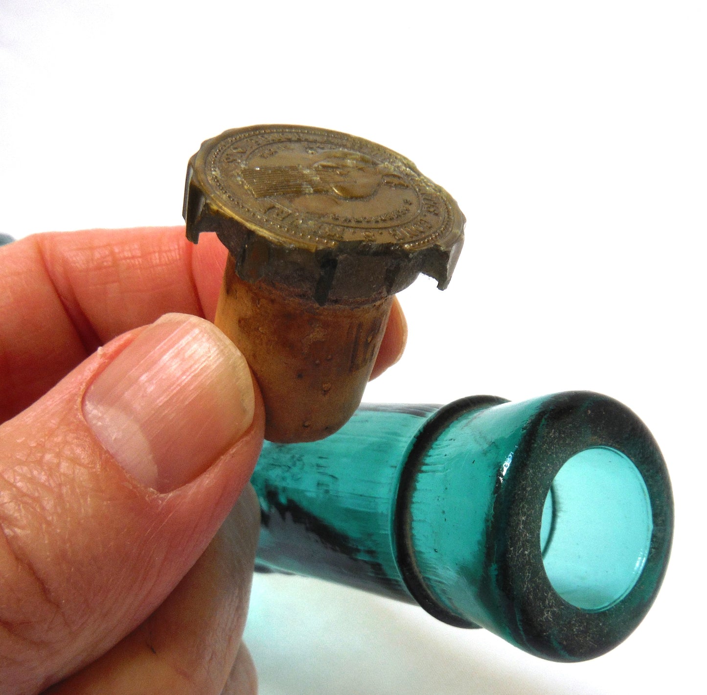 Rare Mid-Century Vintage Italian GREEN GLASS WINE BOTTLE, Made in Italy!