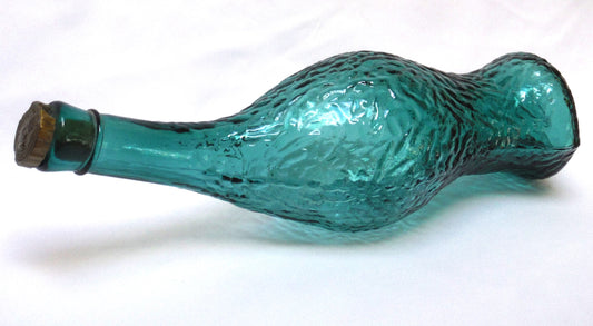 Rare Mid-Century Vintage Italian GREEN GLASS WINE BOTTLE, Made in Italy!