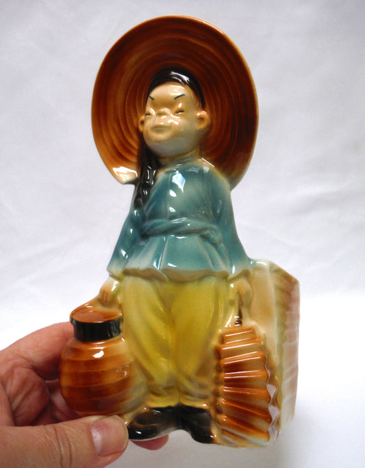 Mid Century Market Farmer Ceramic Planter, Made in Japan