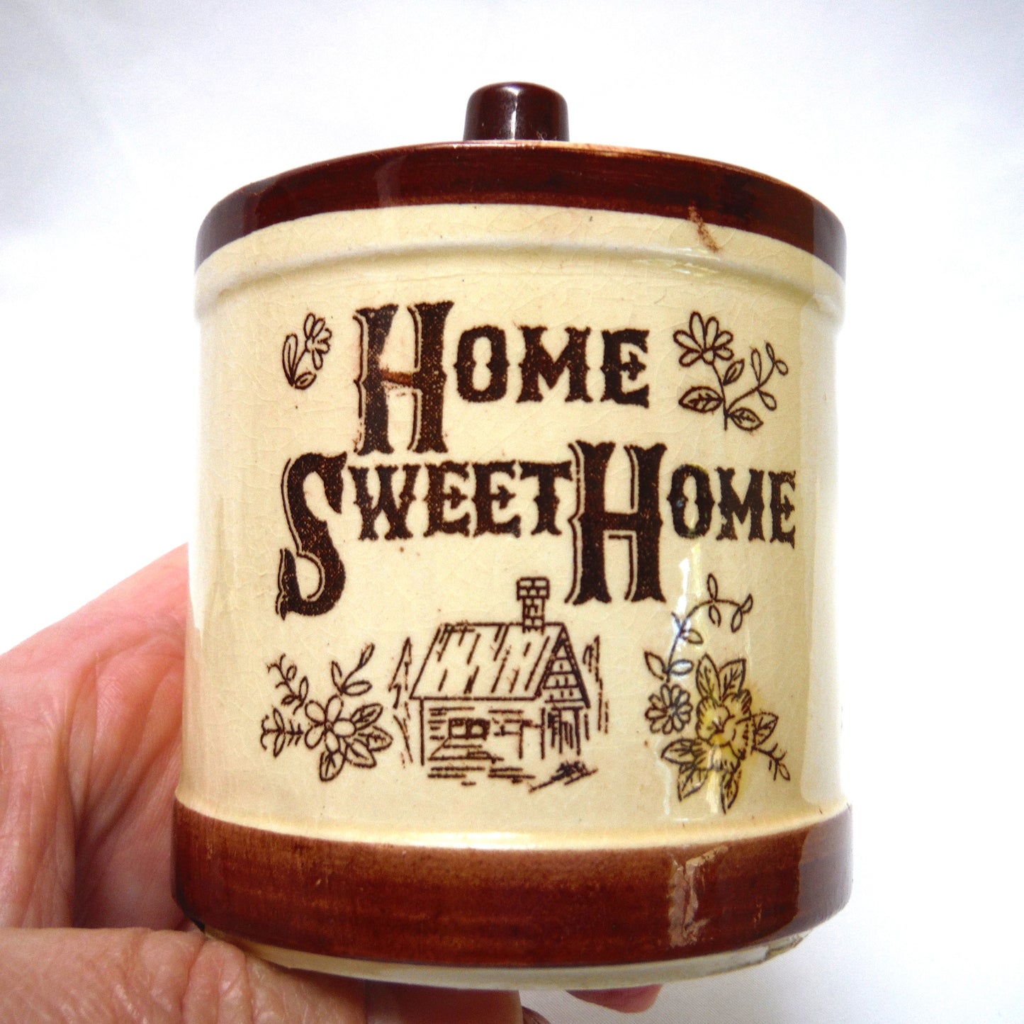 Mid Century RARE Tea, Cream & Sugar HOME SWEET HOME Crockery Pots, Made in Japan