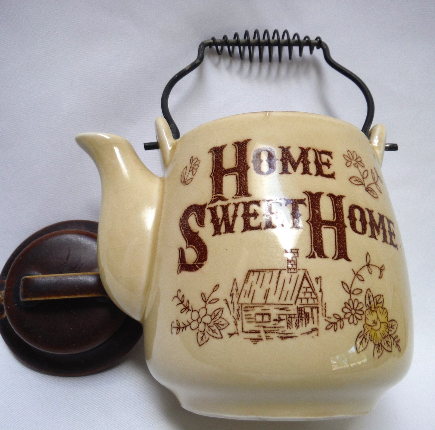 Mid Century RARE Tea, Cream & Sugar HOME SWEET HOME Crockery Pots, Made in Japan