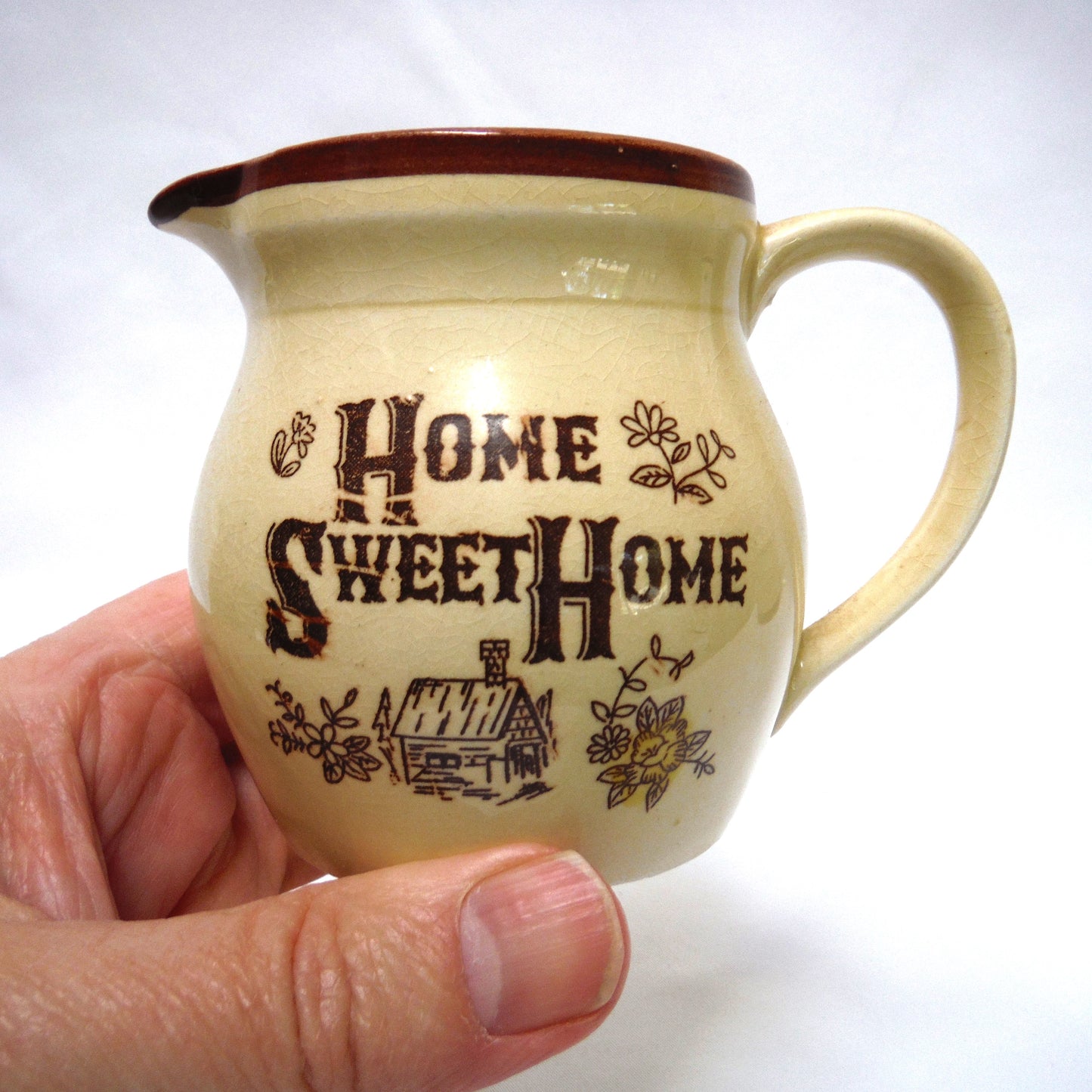 Mid Century RARE Tea, Cream & Sugar HOME SWEET HOME Crockery Pots, Made in Japan