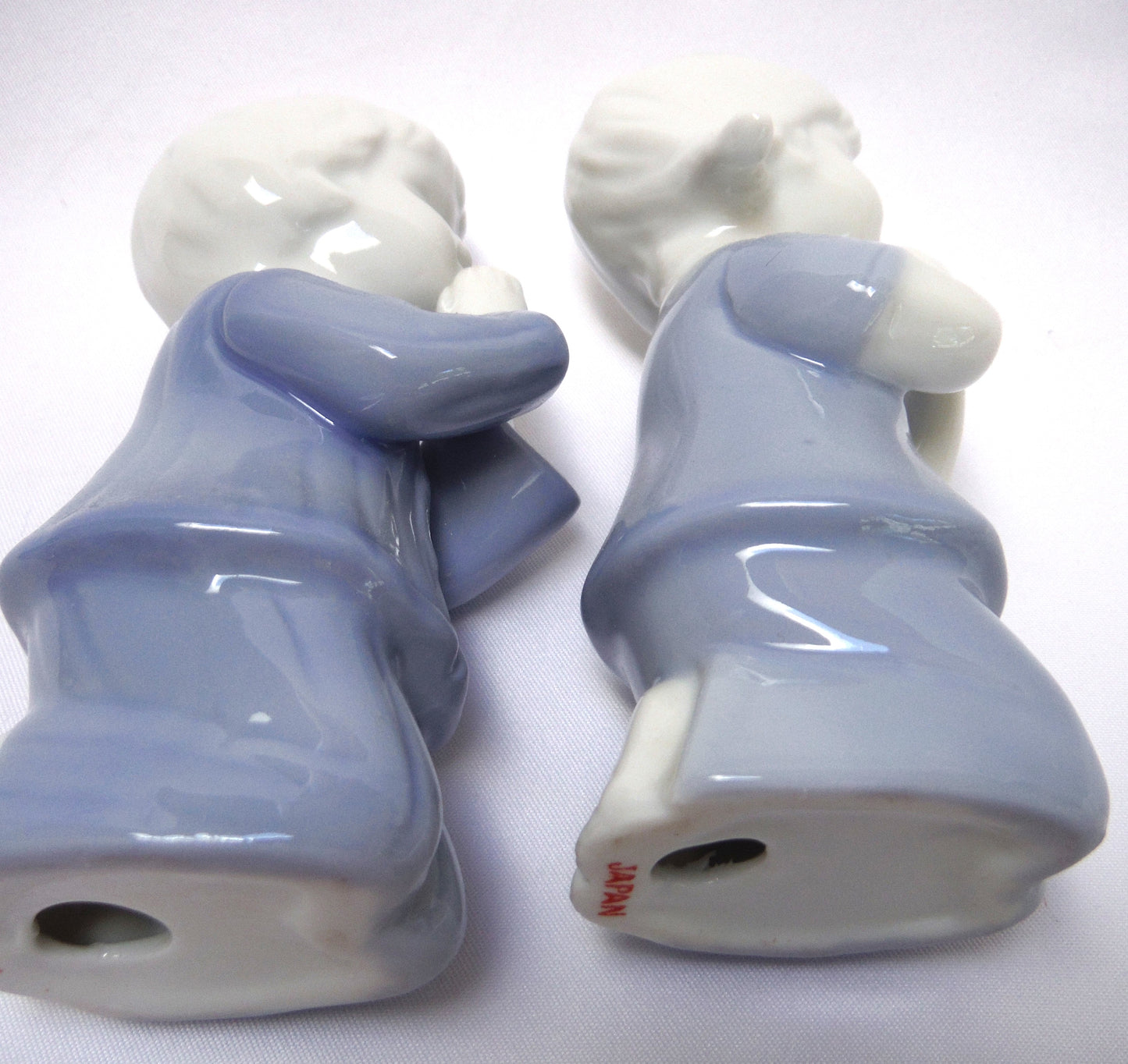 Mid Century PAIR of Ceramic Praying Boy & Girl Statues, Red Stamped Made in Japan