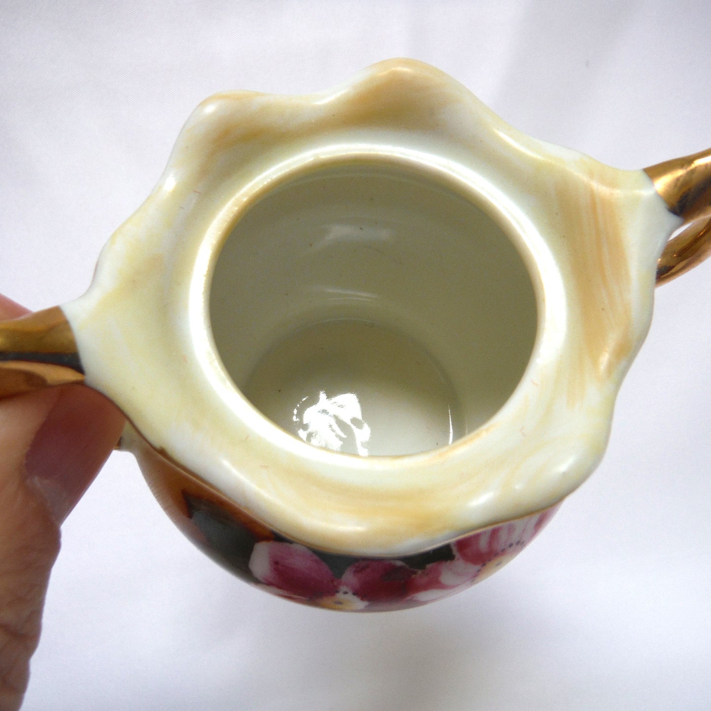 Mid-Century ENESCO Japanese Covered Sugar Bowl with original lid: "Wild Rose Design"