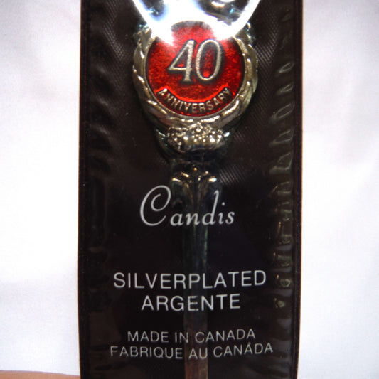 VINTAGE MINIATURE SILVER SPOON in original plastic pouch, Celebrating a 40th Anniversary