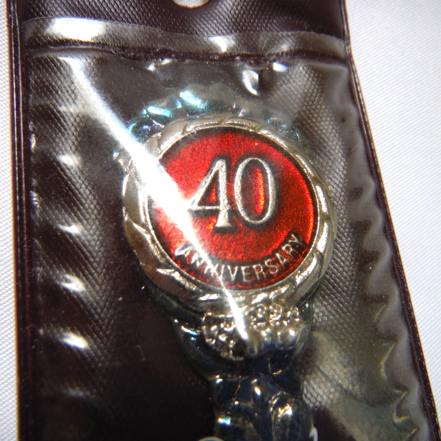VINTAGE MINIATURE SILVER SPOON in original plastic pouch, Celebrating a 40th Anniversary