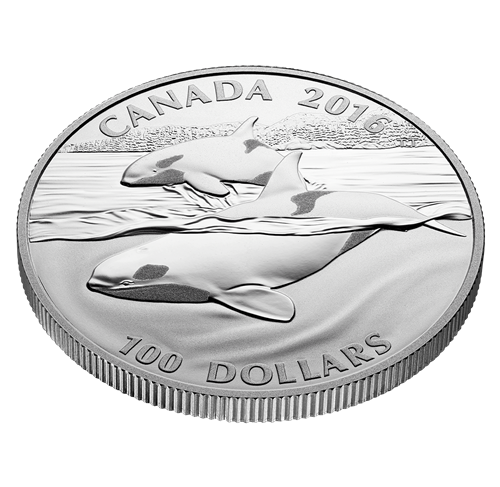2016 $100 For $100 ORCA, RULER OF THE SEAS, 1 Oz .9999 PURE SILVER COIN