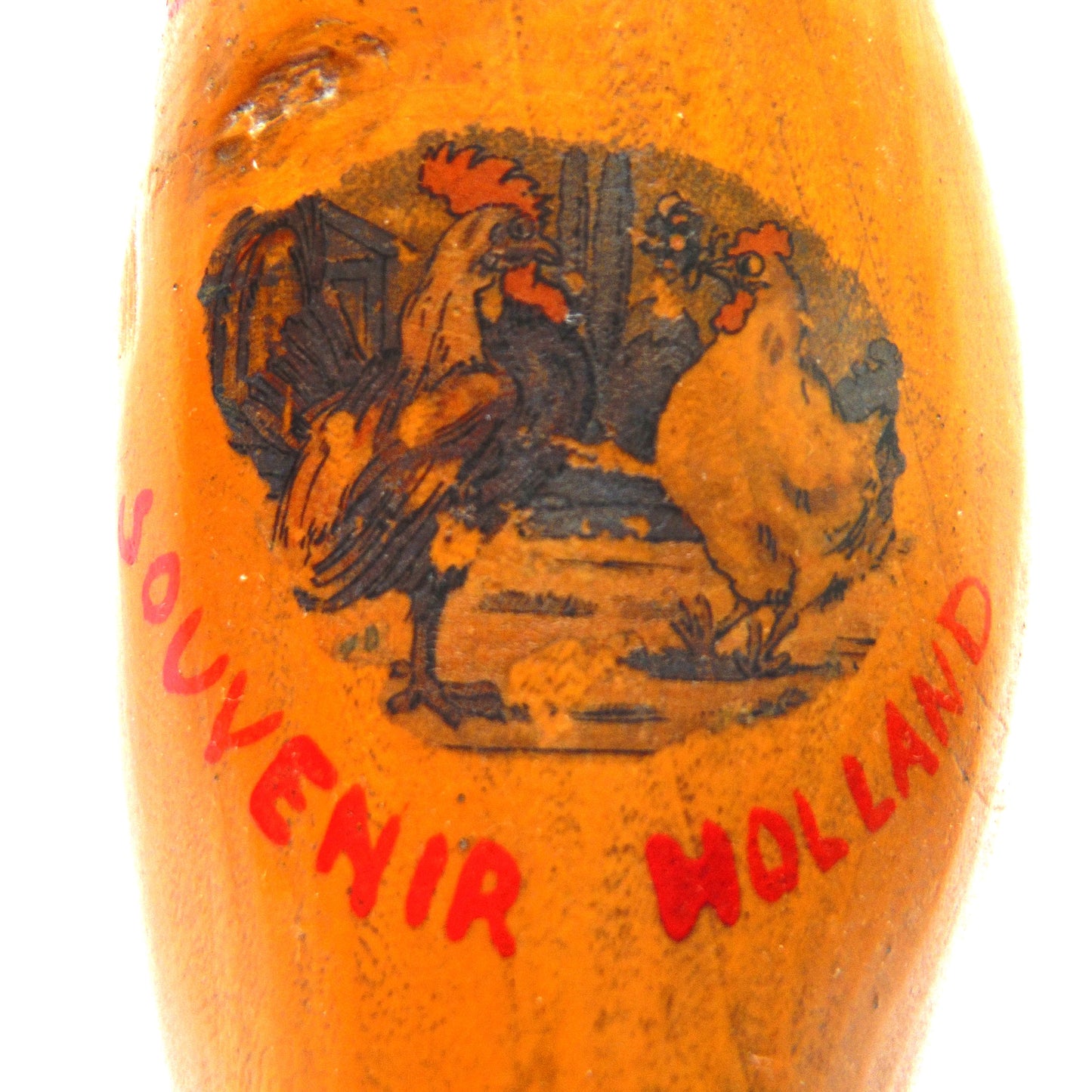 HOLLAND, Pair of Antique Hand-Carved Wooden Shoes, with RARE Chicken Illustration!