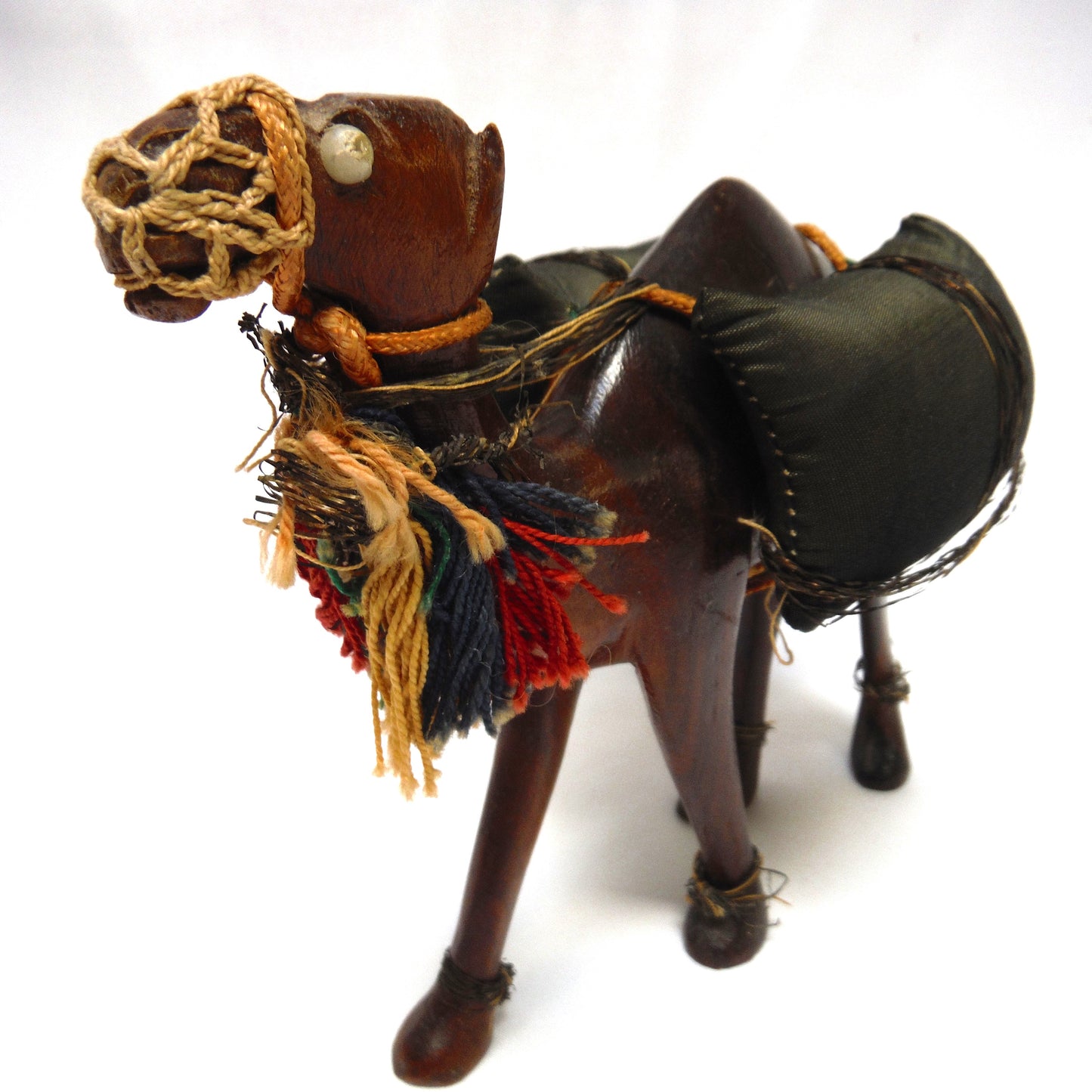 Hand-Carved Antique CAMEL with stunning hand-made accoutrements; Early 1900's Middle East