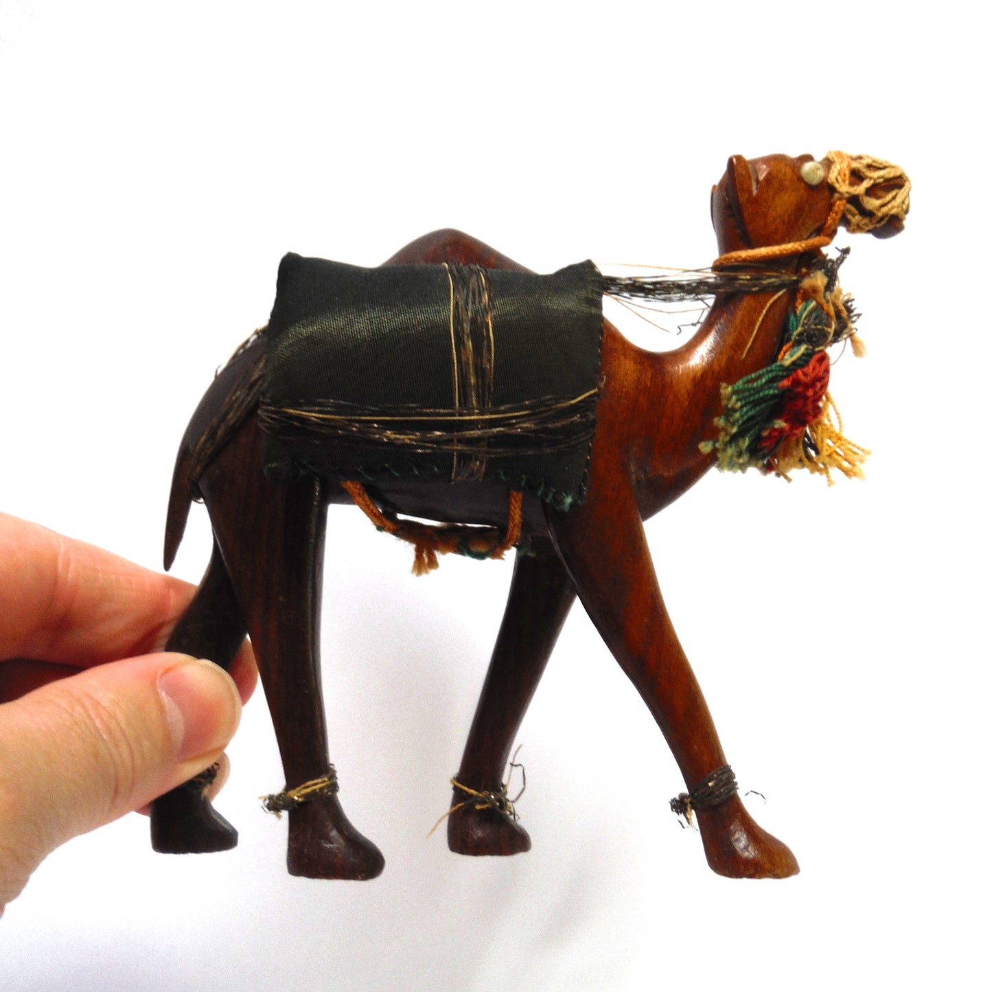Hand-Carved Antique CAMEL with stunning hand-made accoutrements; Early 1900's Middle East