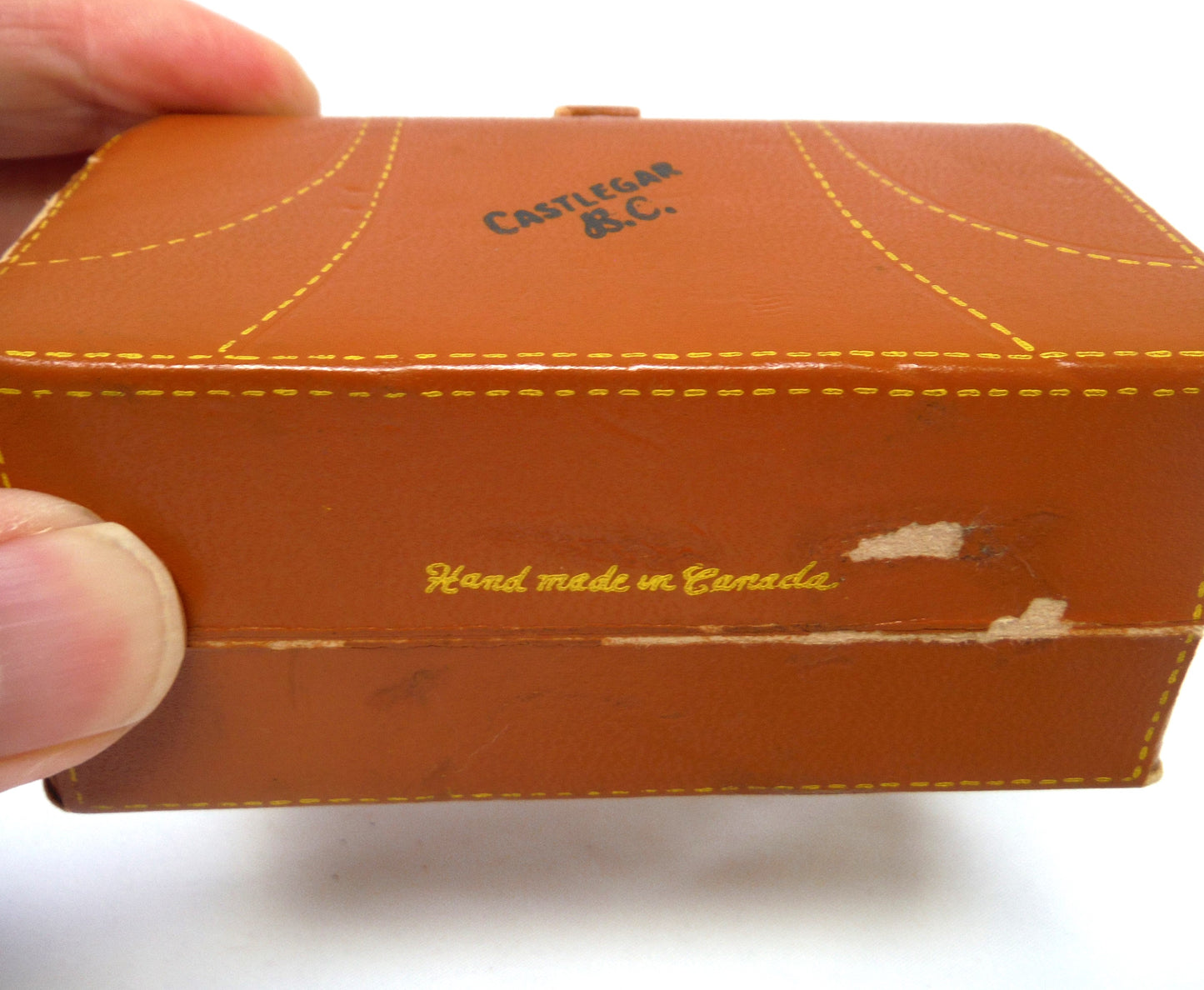 RARE Mid-Century Miniature Suitcase Bar from CASTLEGAR, BRITISH COLUMBIA, with 4 mini booze bottles, Hand Made in Canada
