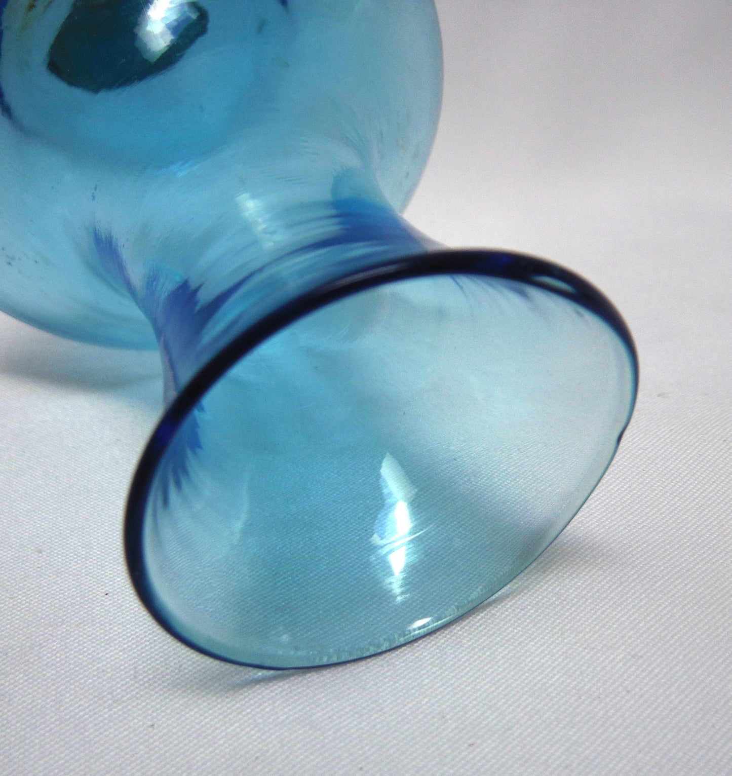 Vintage Hand-Blown Miniature Clear-Blue Vase by DLJ FLORAL LINE of Taiwan
