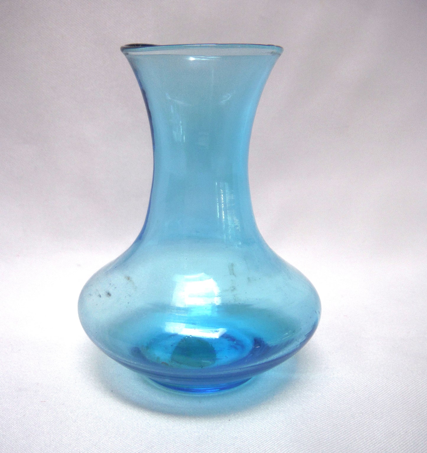 Vintage Hand-Blown Miniature Clear-Blue Vase by DLJ FLORAL LINE of Taiwan