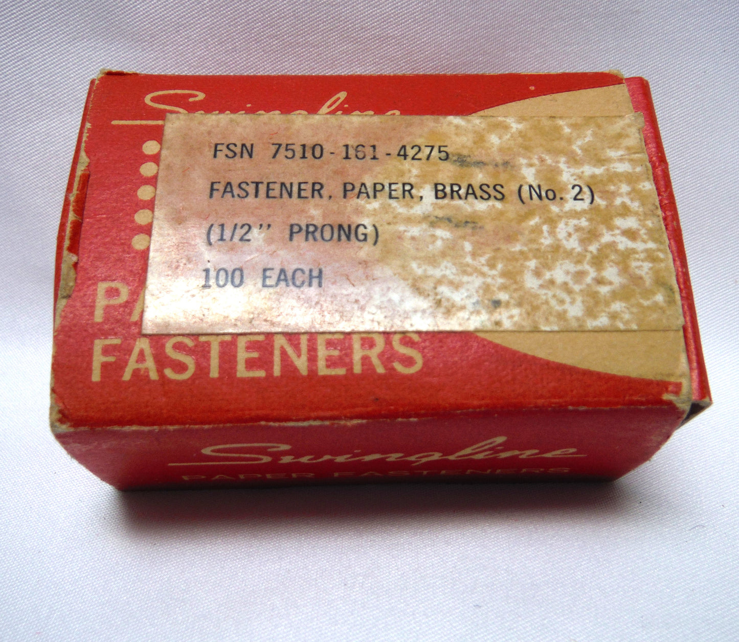 FASTENERS, Paper Brass (No. 2, with 1/2 inch prong) Vintage Box including original contents from Swingline Paper Fasteners USA!