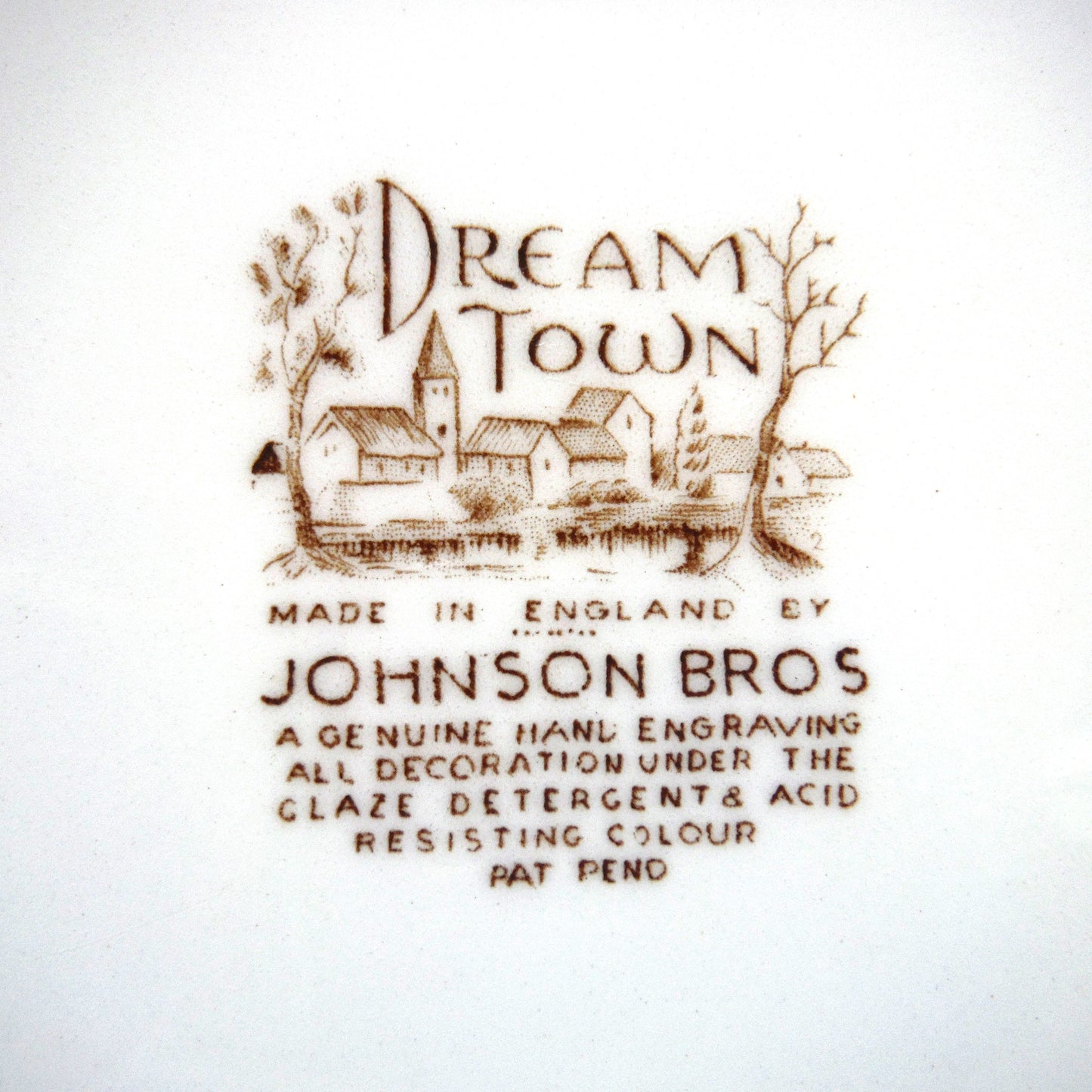 Antique Large Decorative 10 Inch Plate by The Johnson Brothers of England: "DREAM TOWN"