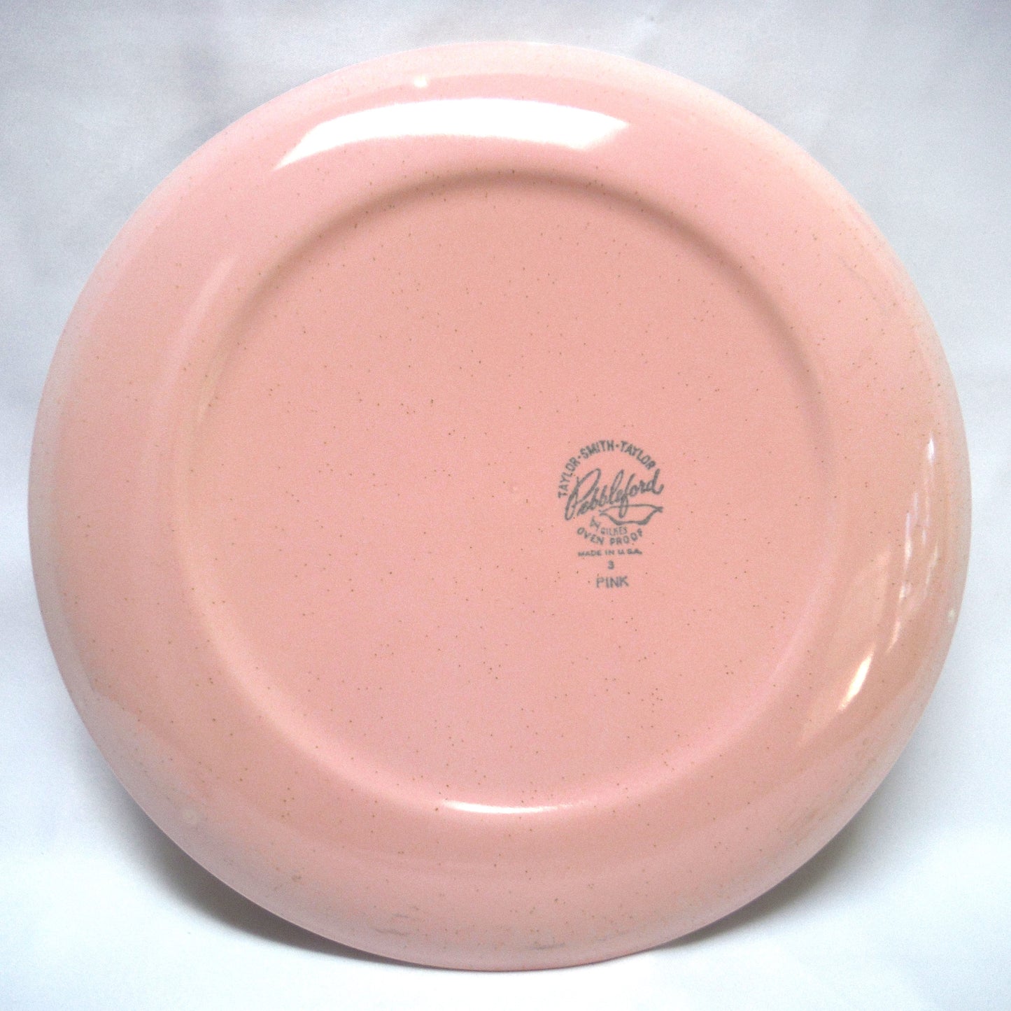 1964 Rare 'Barbie-Like' 10 inch Pink Taylor-Smith-Taylor Pebbleford Calendar Plate from Harburgers Jewelers of Cleveland, Ohio