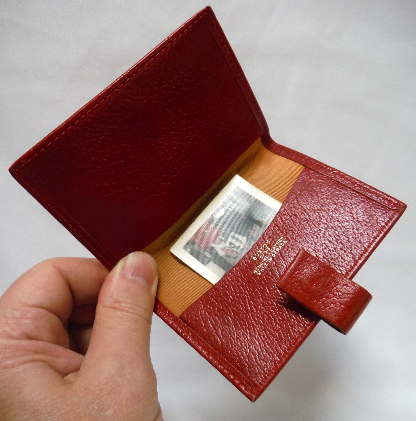 Vintage BUXTON 'OASIS' Genuine RED Leather WALLET-FOLD, with bonus mid-century photograph