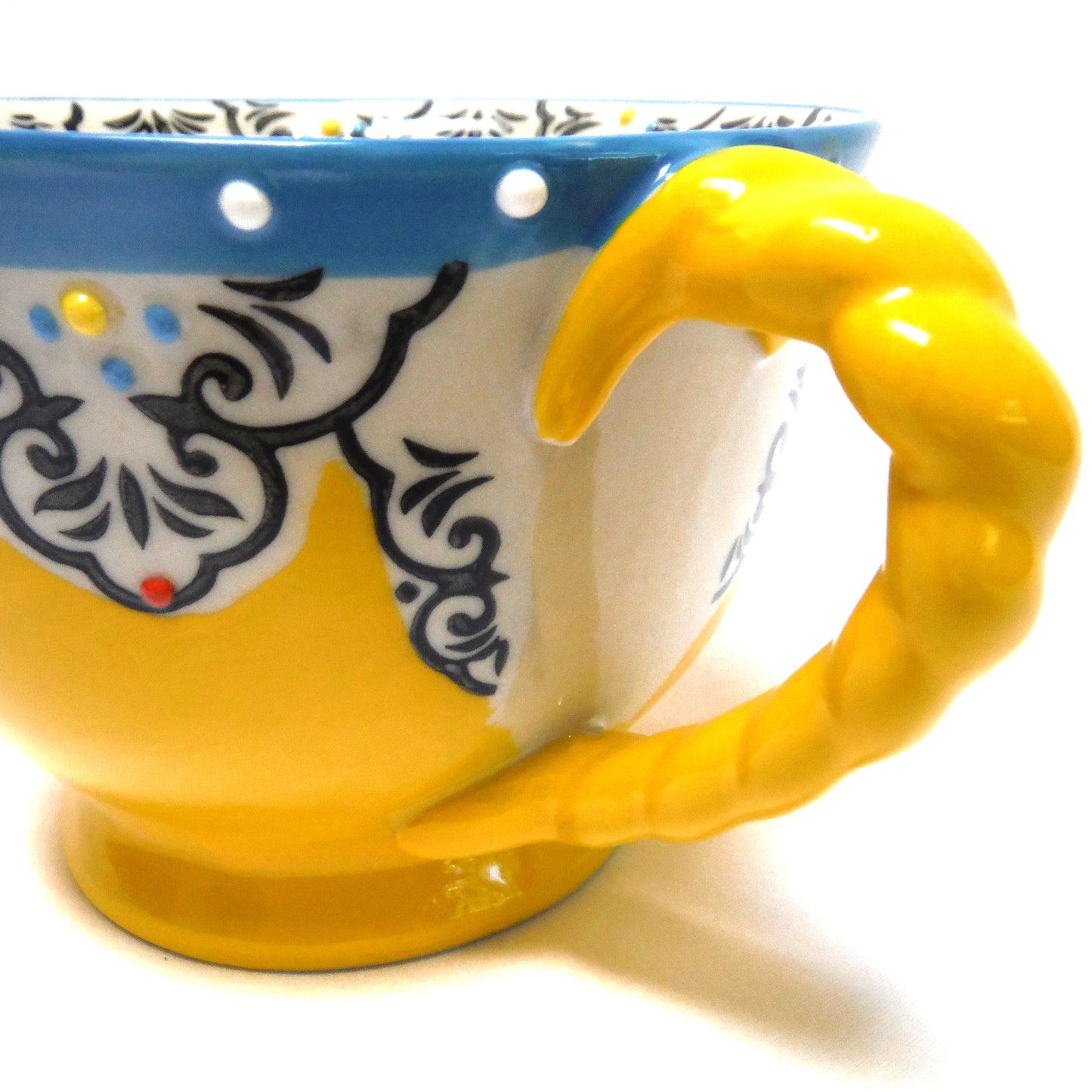 YOKOHAMA STUDIO YELLOW 3D MUG, Hand Decorated, Painted, and Made in Japan.