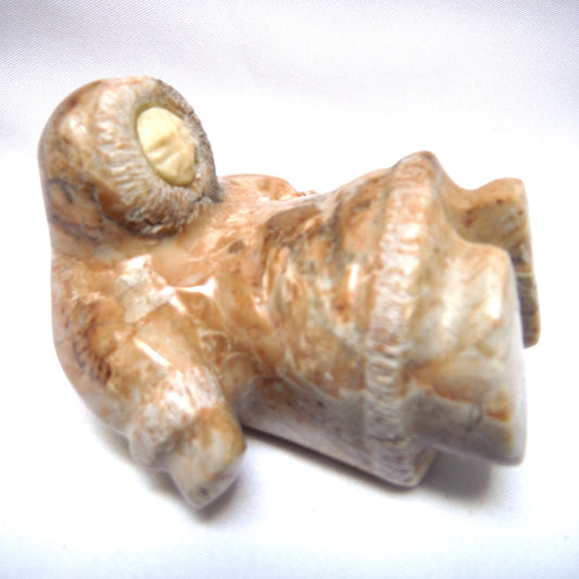Hand Carved Marble Figurine, in Original Box with White Lining and Ribbon, by Jon Fathom of Juneau, Alaska: THE ESKIMO