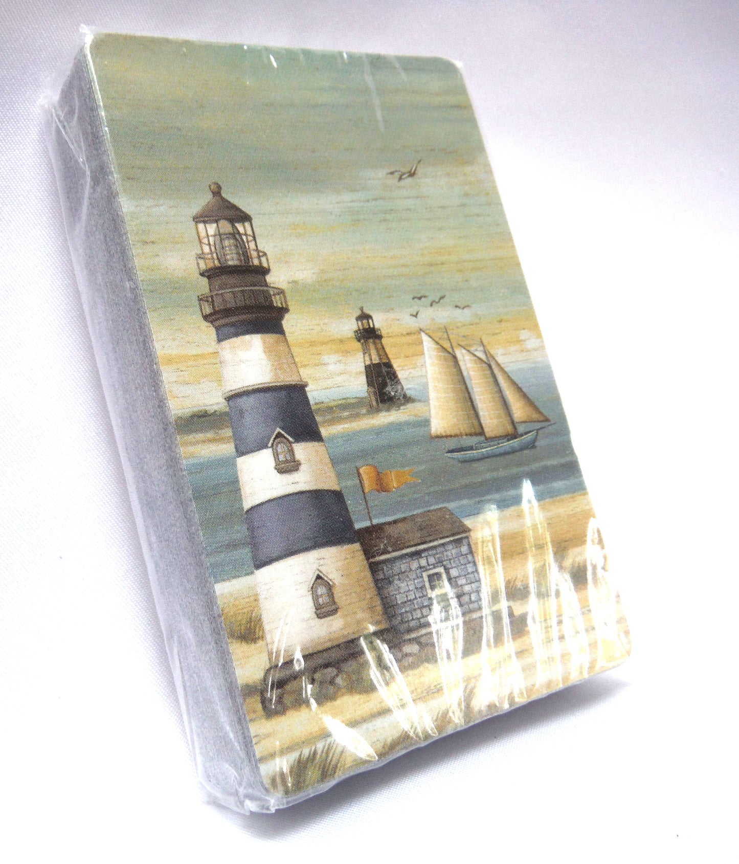 Brand-New Old-Stock Vintage PLAYING CARDS, Made in Quebec, Canada, and Featuring Lighthouses and Sailing Boats!