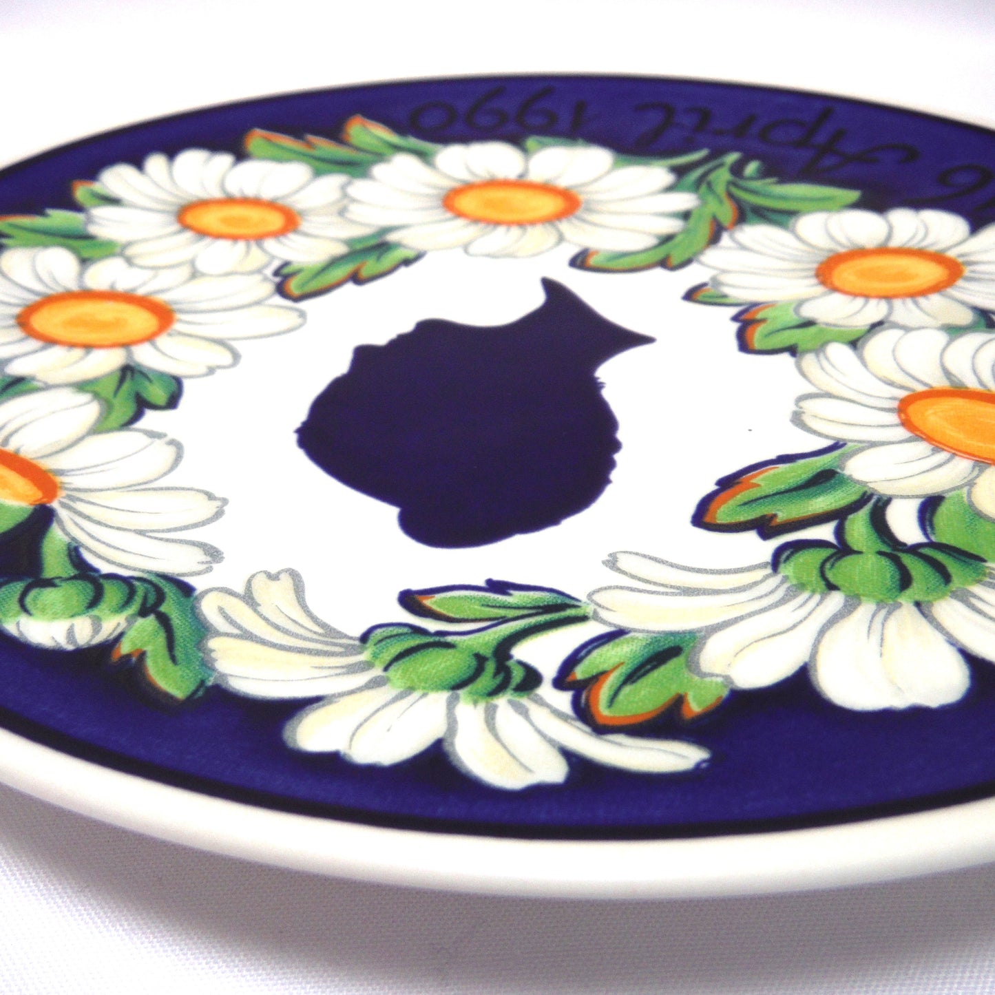 1990 QUEEN MARGRETHE II 50th BIRTHDAY PLATE, Royal Copenhagen Commemorative Plate Inscription 16 April 1990