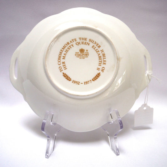QUEEN ELIZABETH II SILVER JUBILEE: Large Coalport China Souvenir Two-Handled Bowl, 1977