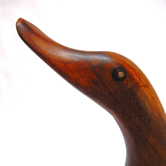 MID CENTURY MODERN STATUE: Hand-Carved Wooden Lucky Duck