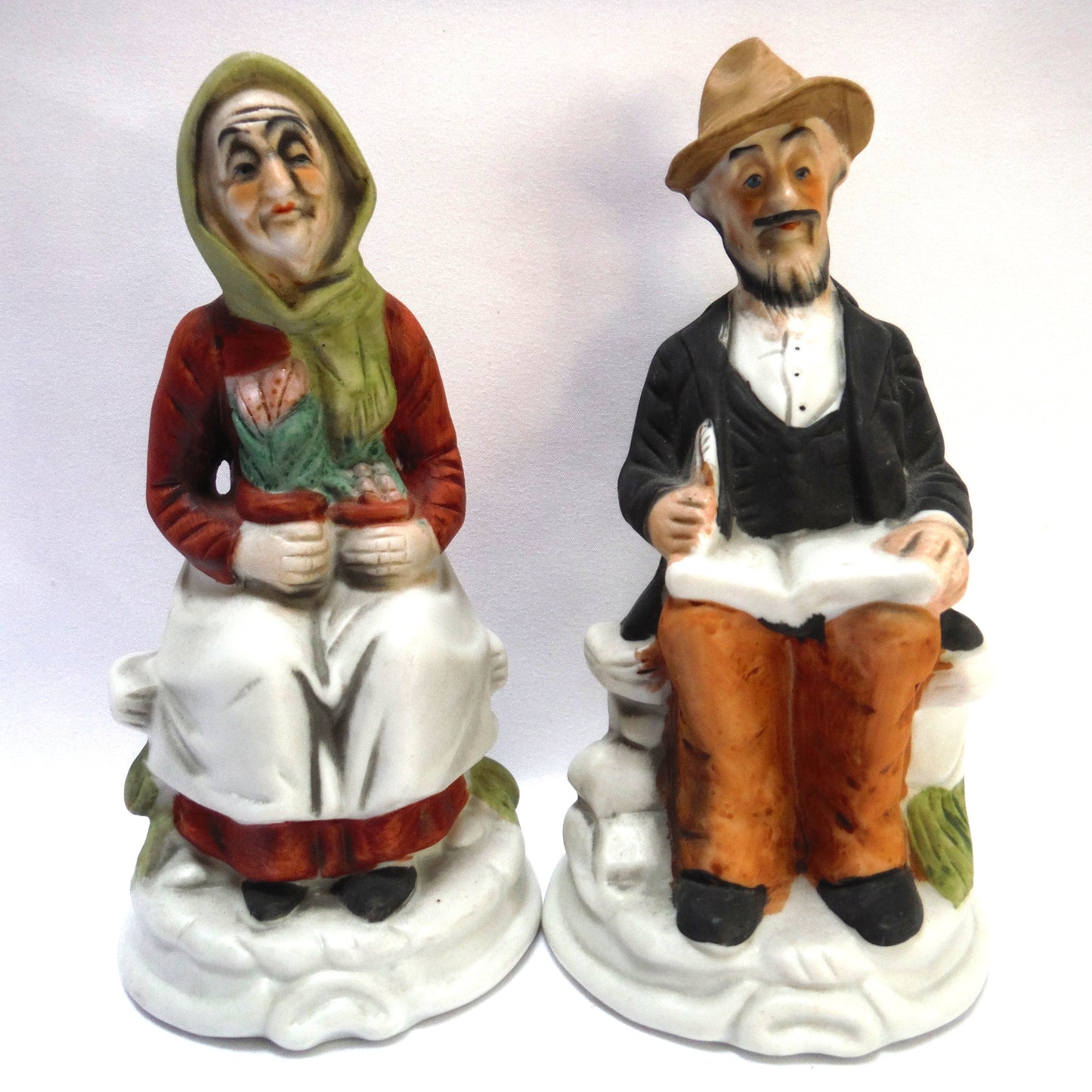 'OLD COUNTRY' GRANDMA & GRANDPA: Ceramic Hand-painted Statues by DBE of Taiwan