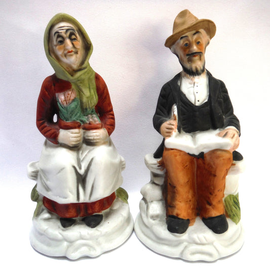 'OLD COUNTRY' GRANDMA & GRANDPA: Ceramic Hand-painted Statues by DBE of Taiwan