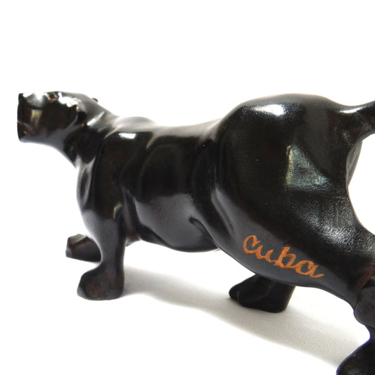 CUBAN Wooden Hand-Carved Figurine: 'THE BLACK PANTHER'