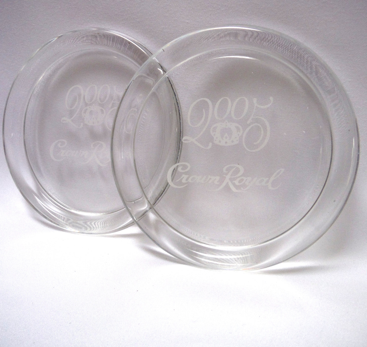 Pair of Collectible 2005 ROUND GLASS COASTERS, From Crown Royal Canada