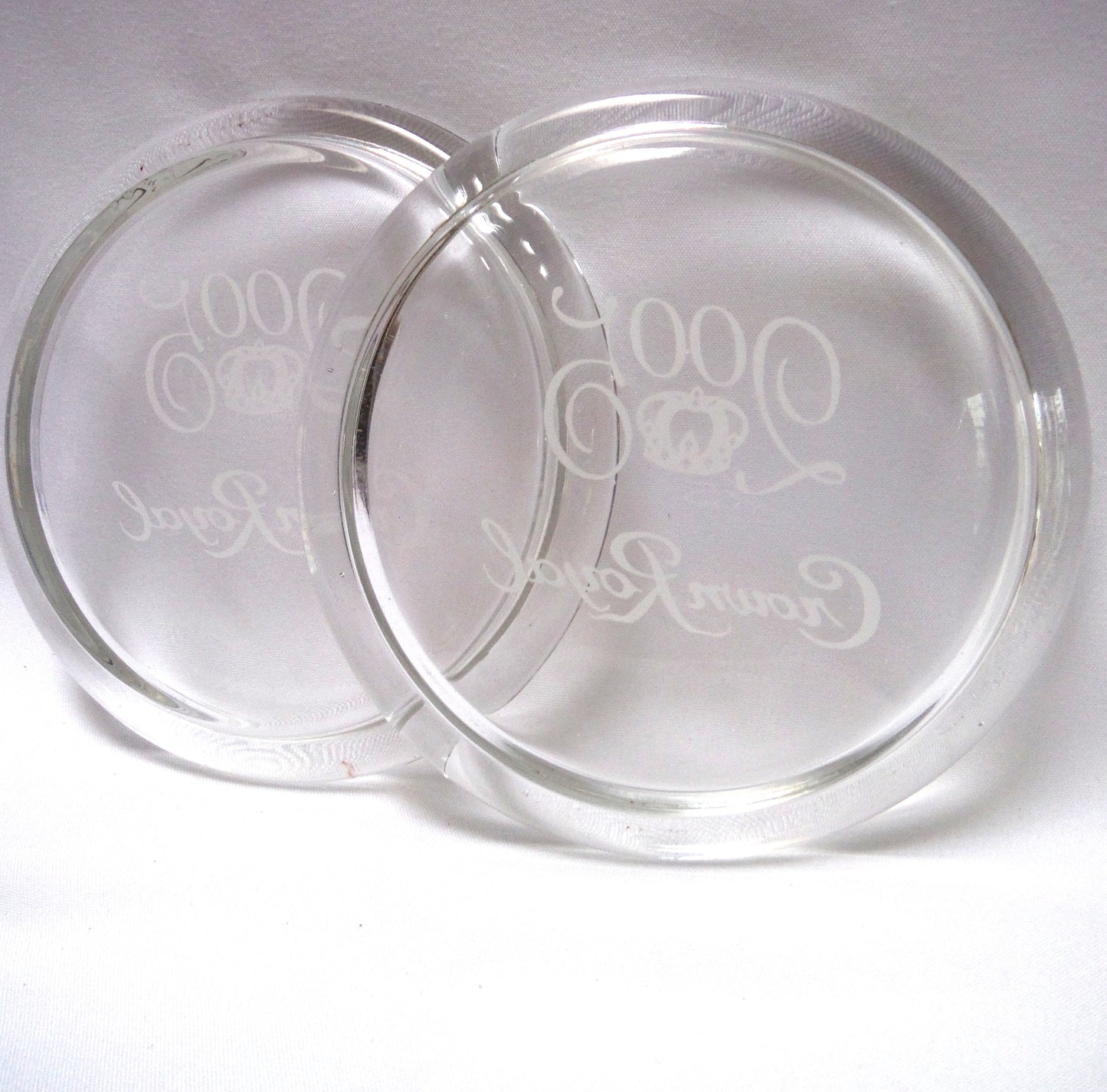 Pair of Collectible 2005 ROUND GLASS COASTERS, From Crown Royal Canada