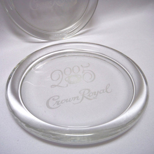 Pair of Collectible 2005 ROUND GLASS COASTERS, From Crown Royal Canada